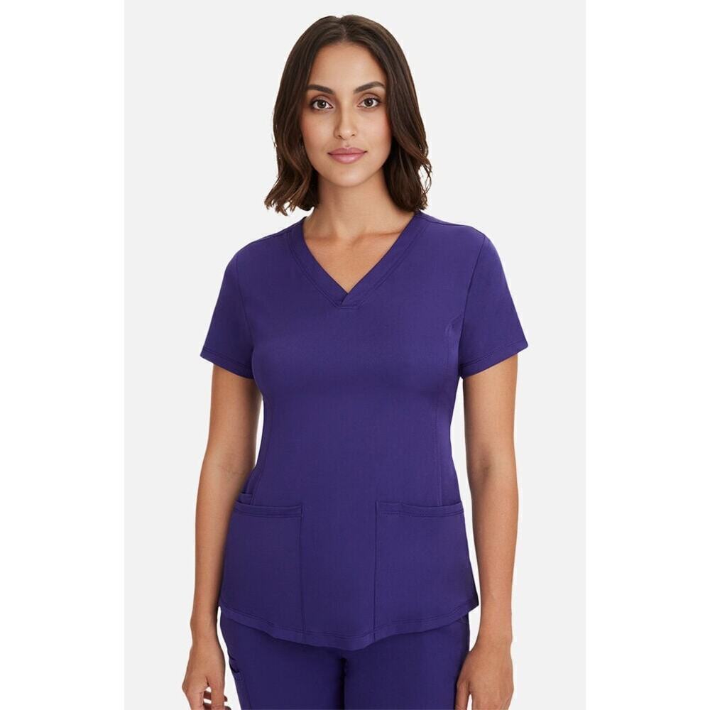 Healing Hands HH Works Size 4X Monica V-Neck Solid Scrub Top Purple Grape 2500
